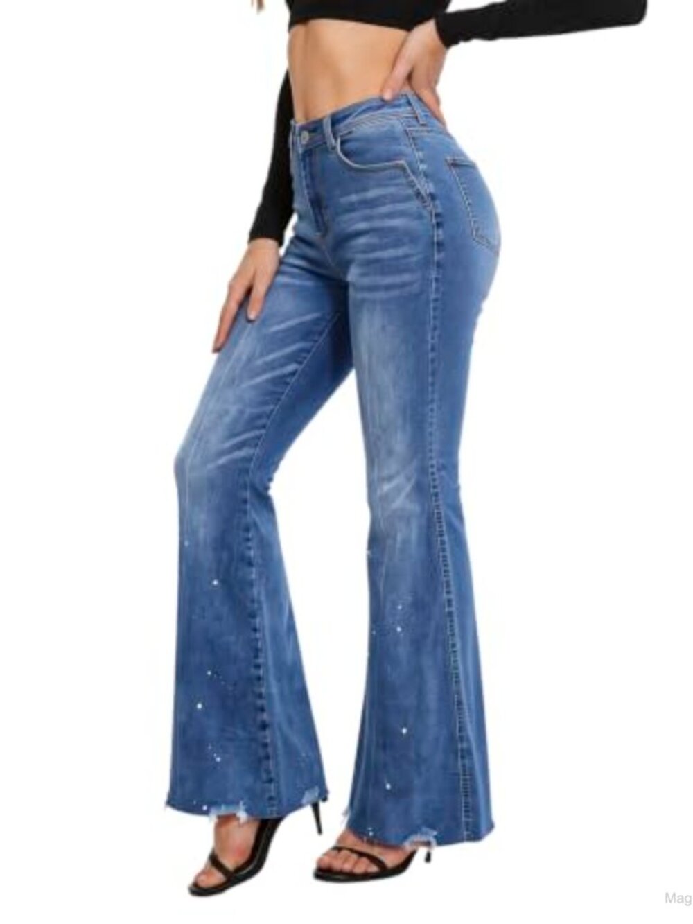 High Waisted Bootcut Jeans Stretch Flare Womens Denim Pants